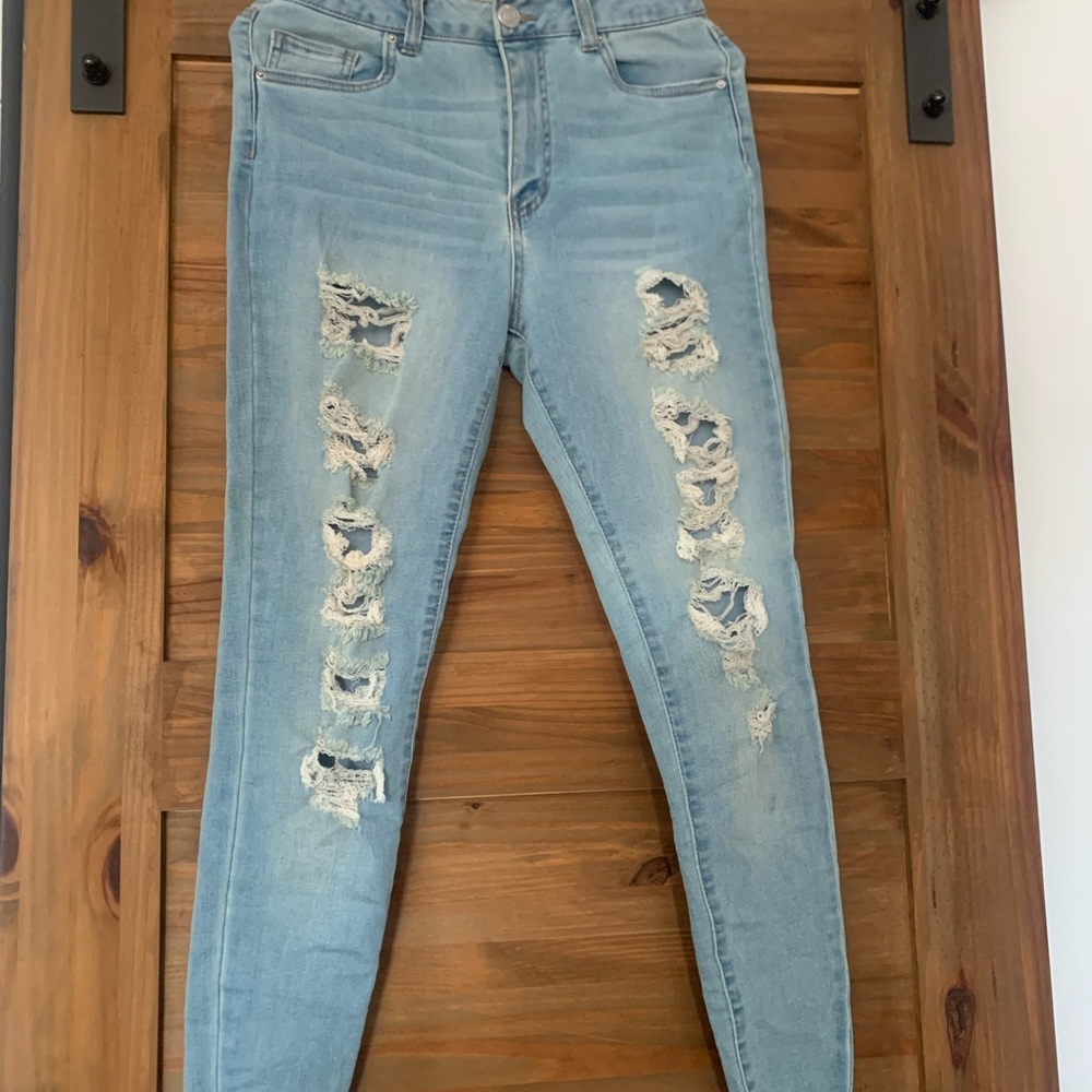 high rise Jeans Distressed Light Blue Women's Jeans size 9 by Miami - Picture 2 of 16